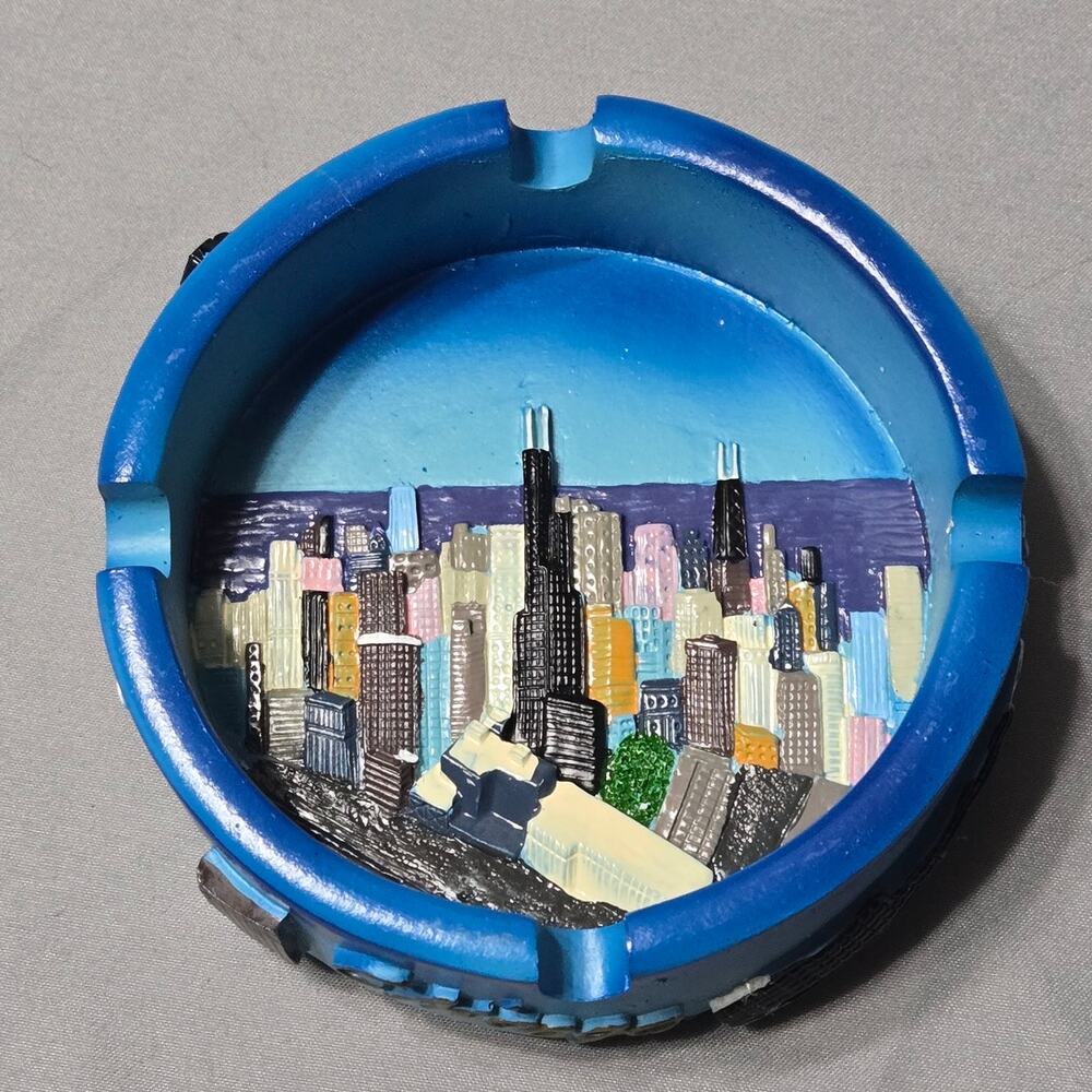 Chicago Skyline Blue Ceramic Astray